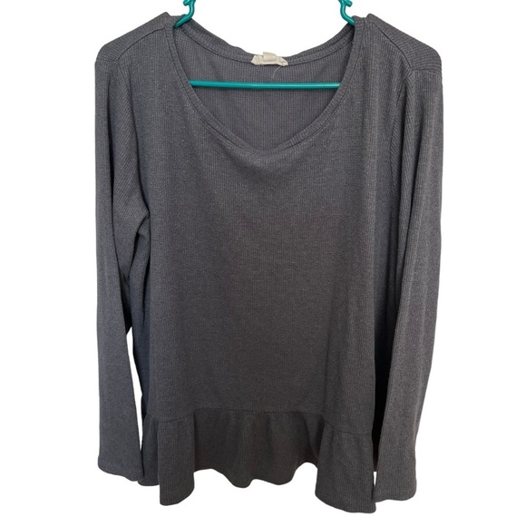 Jane and Delancey Women's Thermal Top Long Sleeve‎ Tiered Hem Blue Gray Large - Picture 1 of 5